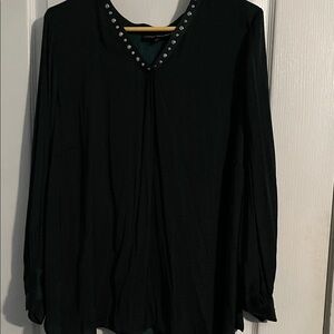 Catherine Malandrino Black Blouse with Studded Neckline